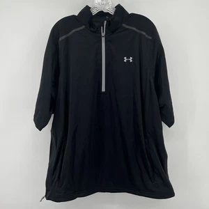 Under Armour 1/4 Zip Short Sleeve Shirt Black Size Large Back Graphic - Picture 1 of 8