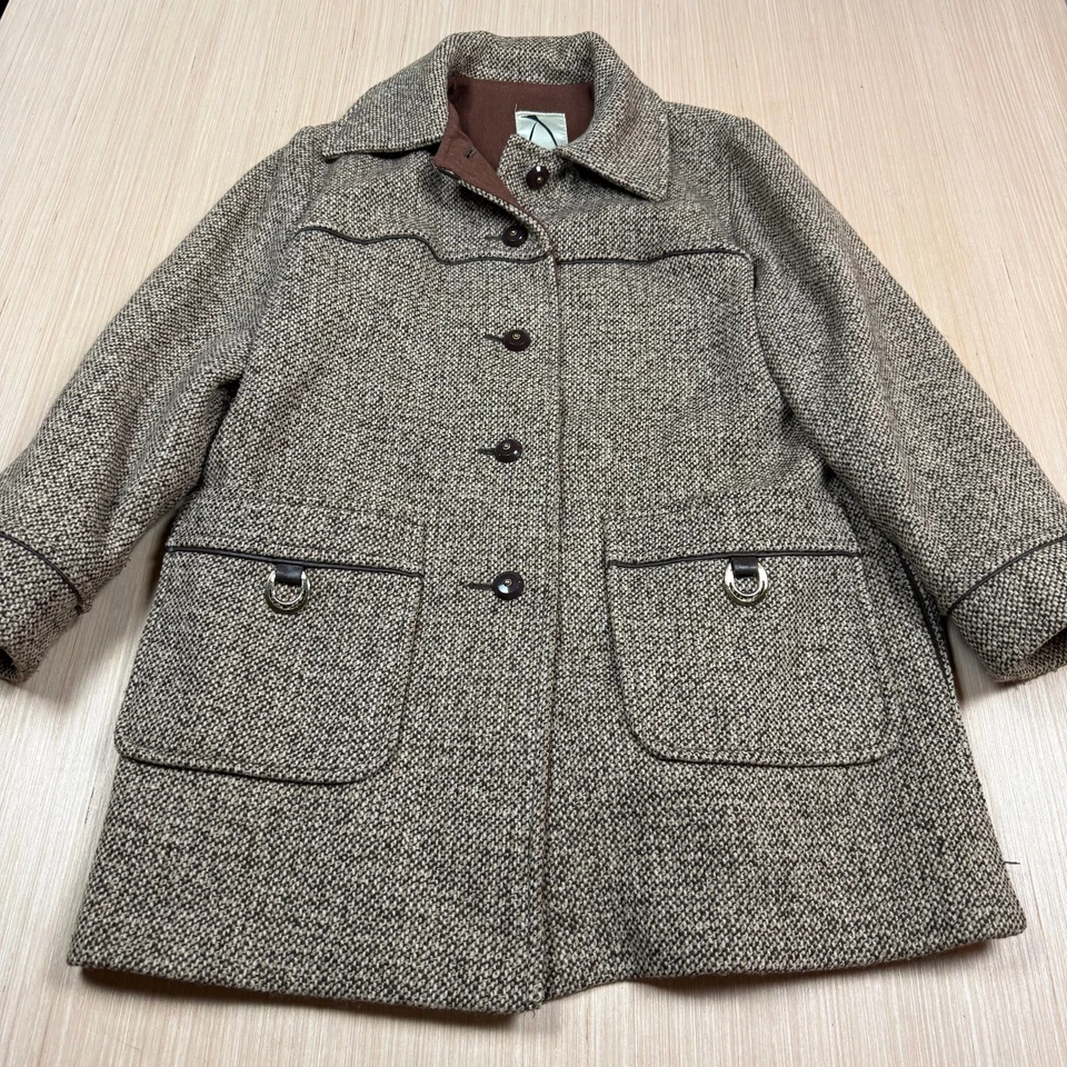 Abrigo Top Abrigo Vintage Años 70 Tweed Hombre Pingüino Moda Grande Western Foto 1 de 4