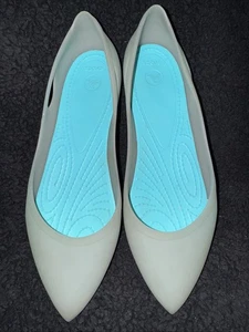 Crocs Ballet Flats Women Sz 10 Rio Shoes Blue Gray Cutout Slip On S43 - Picture 1 of 6