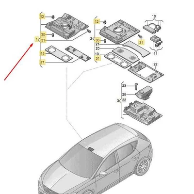 SEAT ATECA KH7 Innenraum-Dachhimmel-Leseleuchte 575947105LUBN NEU ORIGINAL - Image 1 of 2