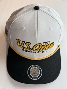Sombrero de golf US Open 2025 Oakmont logotipo snapback blanco negro amarillo nuevo - Imagen 1 de 14