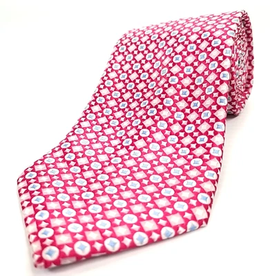 Alexander Julian Colours Luxury Tie Pink Blue Geometric Necktie 57" x 3.5" - Image 1 of 4