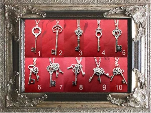 VINTAGE KETTE mit SCHLÜSSEL zum HERZEN~10 VARIANTEN silber  - Bild 1 von 23