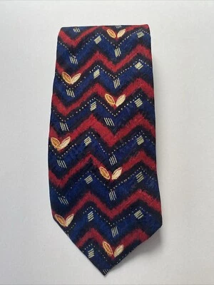 Mens Ungaro Paris 100% Silk Designer Tie 59" Navy Red Gold - Image 1 of 4