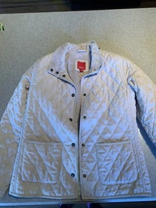 Esprit Quilted Jacket Coat Zipper Up Tan SZ M Pockets Collar - Picture 1 of 9