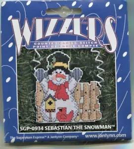 Janlynn Wizzlrs Sebastian The Snowman SGP-0934 Counted Cross Stitch Ornament Kit - Picture 1 of 2