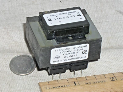 NEW SIGNAL 14A-5.0-16 PCB MOUNT 5W POWER TRANSFORMER 115/230 V TO 8/16 VAC USA - Image 1 of 4