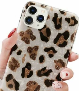 For iPhone 11 / 11 Pro Max - Hard Rubber Case Cover White Marble Leopard Cheetah - Picture 1 of 11