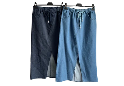 Brand New Womens Italian Quirky Denim Magic Midi Skirt with Front Slit - Image 1 of 3