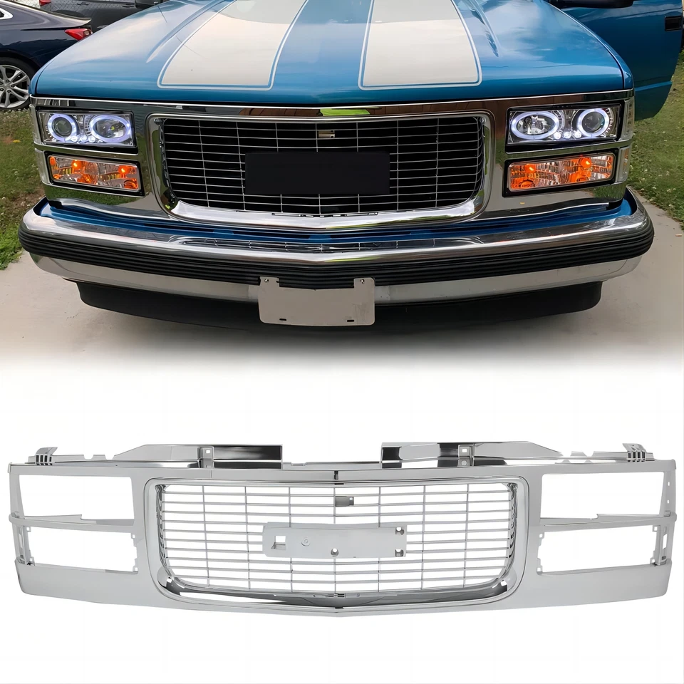 Chrome Grille Assembly For GMC C/K 1500 2500 3500 Sierra 1994-2000 Yukon - Image 1 of 4