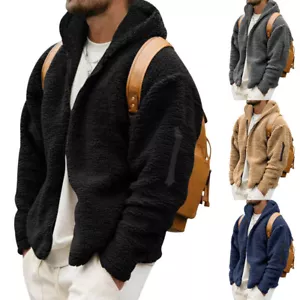 New coat men's double-sided velvet warm jacket loose hooded casual jacket - Picture 1 of 26