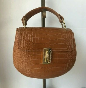 TASCHEN AUS LEDER KROK GEPRÄGT LEDER HANDTASCHE GOLDTON HARDWARE - Bild 1 von 6