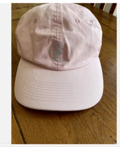 Sunny Co. Seahorse Logo Spellout Baseball Hat Cap Pink White Hook & Loop NWOT - Picture 1 of 6