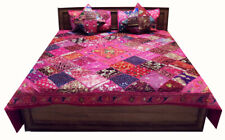 5 PC ANTIQUE DÉCOR SARI BEAD QUILT BLANKET BEDSPREAD COVERLET THROW BRANDED GIFT