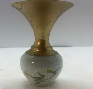 Dore A L’or Fin Keramik Blumenvase vergoldet Hals Top Made in France 6” hoch - Bild 1 von 7