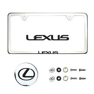 Fit Lexus Laser Etching Stainless Steel Polish Chrome Slim License Frame w/Cap - Bild 1 von 8