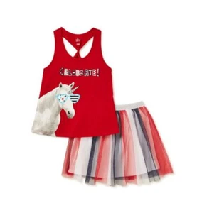NWT Girls 4th of July SIZES 7-8, 10-12, 18 Outfit Tank Top & TuTu Skirt RED - Picture 1 of 3