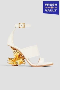 RRP€1100 ALEXANDER MCQUEEN Leather Ankle Strap Sandals US9 UK6 EU39 Flower Heel - Imagen 1 de 8