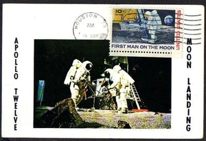 Maxi tarjeta de aterrizaje lunar Apollo Twelve C76 matasellada Houston 19 de noviembre 1969 LOTE 935 - Imagen 1 de 1