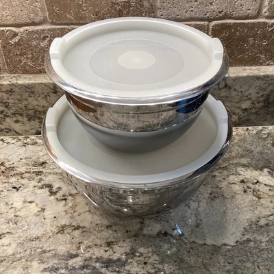 2 cuencos de cocina de acero inoxidable Tramontina grado comercial 18/10 3 cuartos y 1,5 cuartos Foto 1 de 4