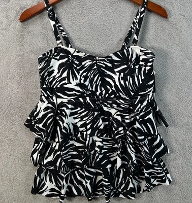 Camiseta de natación Island Escape para mujer con capas de palma negra Hawaiana talla 10 cintura mínima Foto 1 de 4