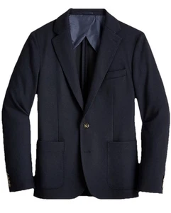 New J. Crew Mens Wool blend sport coat Jacket Blazer Sz L Navy Blue Slim fit - Picture 1 of 14
