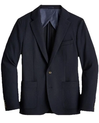 New J. Crew Mens Wool blend sport coat Jacket Blazer Sz L Navy Blue Slim fit - Image 1 of 4