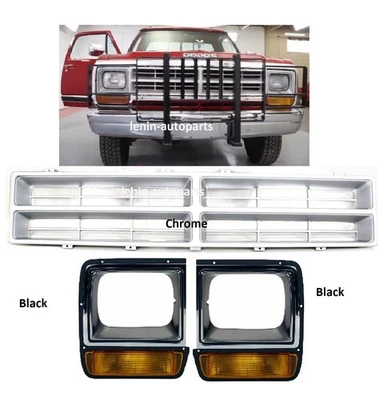 Grille Headlamp Door Kit For 1986-1990 Dodge D150 Grille Assembly - FWD Chrome Foto 1 de 4