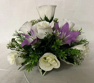 guest table Arrangement ivory rose lavender lily gyp Artificial Wedding Flowers - Picture 1 of 14