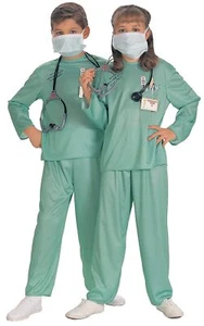 E.R. Doctor Scrubs Green Surgeon Nurse Fancy Dress Up Halloween Child Costume - Picture 1 of 6