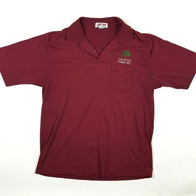 Camisa polo vintage años 90 Jerzees para hombre talla L delgada puntada única Dalwood granate Foto 1 de 4