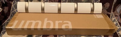 Umbra Nuevo Contemporáneo Moderno Blanco Madera Metal 5 Ganchos Perchero Sombrero Estante Organizador Foto 1 de 4