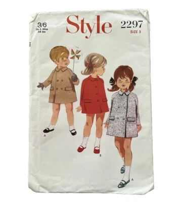 Vintage style 2297 sewing Pattern childs coat Size 3 22” 1968 Uncut Vgc - Image 1 of 4