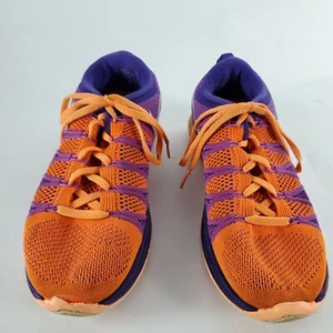 Nike Flyknit Lunar 2 Running Shoes Women Sz 9 Orange Purple Gym Shoes 620658-815 - Picture 1 of 5