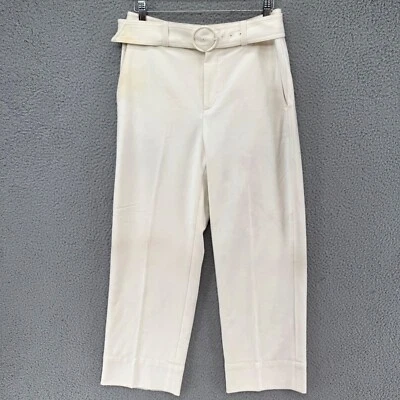 Club Monaco Enamel Ring Ankle Pants Womens Cream Belted Straight Size 4 - Image 1 of 4