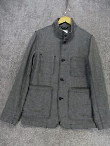 Billy Reid Button Up Wool Military Jacket Mens S Gray