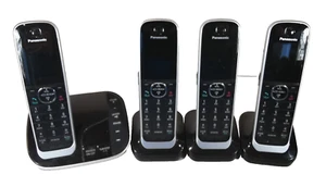 Panasonic KX-TGJ320E Quad Answerphone Base Extension Base 4 x Telefony działające - Zdjęcie 1 z 11