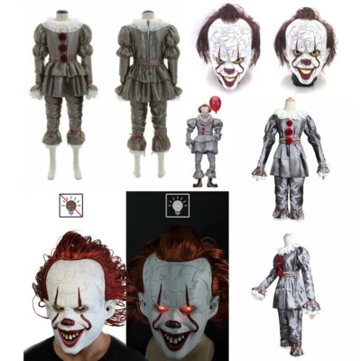 The Clown Horror IT Pennywise Full Joker Suit Mask Set Halloween Cosplay Costume - Image 1 of 3