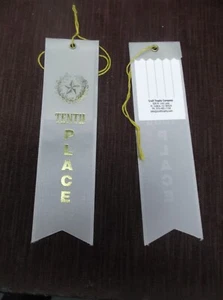 10th Place Award Ribbons w Card-String grey lot of 7 star wreath - Picture 1 of 1