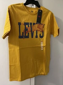 Levis Navy Mustard Yellow Short Sleeve Tee Sz Medium NWT - Picture 1 of 8