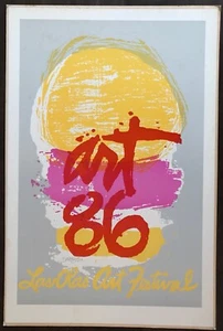 VINTAGE NEON ABSTRACT PAINTING FT LAUDERDALE LAS OLAS ART FESTIVAL 1980S POSTER - Picture 1 of 2