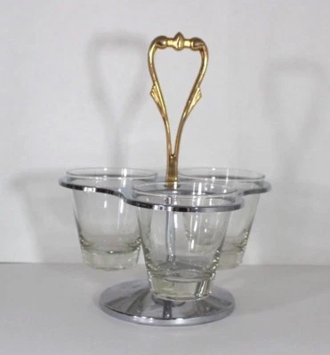 Condimentos para servir 3 tazones giratorios cromados MCM modernos de mediados de siglo de los años 70 Foto 1 de 4