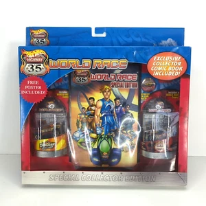VNTG '03 Hot Wheels Highway 35 World Races 2-Pack Cars w/ Poster & Comic NIB - Picture 1 of 18