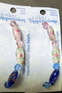 Cuentas de vidrio hechas a mano Sweet Inspirations 2pk ~ rosa ovalada - Imagen 1 de 2