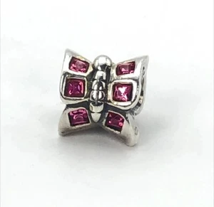 Chamilia Butterfly Pink Swarovski Crystals 925 Sterling Silver Bead Charm - Picture 1 of 2