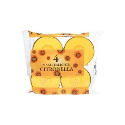 Prices Citronella Maxi 4 Pack Tealights Wax Fly Deterrent Outdoor BBQ Garden Set - Image 1 of 4