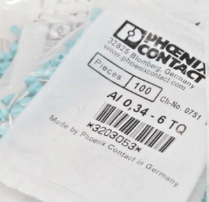 (100) Phoenix Contact 3203053 22AWG Connector Ferrule - Turqouise - NEW 100-Pack - Picture 1 of 2
