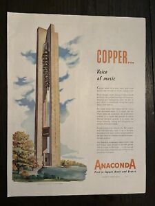 ANACONDA COPPER STEEL BRASS DEEDS CARILLON DAYTON OHIO VINTAGE PRINT AD 1950