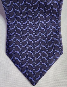 HERMÈS 7857 UA Horse Bit 100% Silk Tie Steel Gray & Purple FRANCE Vintage Great - Picture 1 of 8