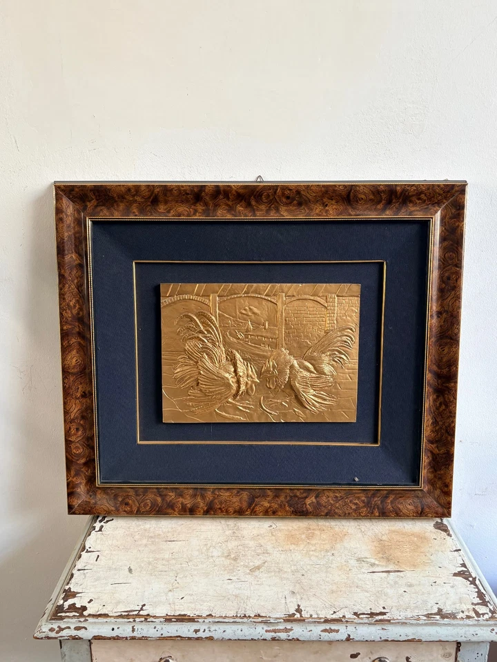 BASSORILIEVO ANTONIO LIGABUE COMBATTIMENTO TRA GALLI - Immagine 1 di 4